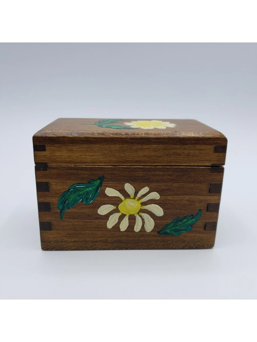 Vintage NOS Hallmark Playing Cards Roses in Wood Hand Painted Box Holder